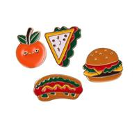 WRITWAA Broches Alimentaires Amusantes Hamburger Et Hot-dog En Alliage Solide, Mini Broche Mignonne Pour Paquet Et Vêtements, Accessoires Tendances Pour Sorties Décontractées Et Fêtes (lot De 4