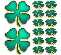 WRITWAA Broches Trèfle à Quatre Feuilles Ensemble 20 Broches Kawaii Vert Émail Métallique, Accessoires Mode pour Paquet à Dos et Occasions Spéciales