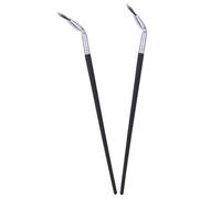 WRITWAA Brosse de Maquillage pour Cils Inférieurs D’éventail Inclinée, Lot de 2 Pièces, Manche en Bois Tube en Cuivre, Fibres Douces, pour Maquillage Professionnel