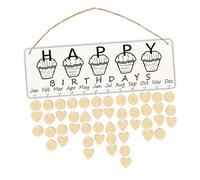 WRITWAA Calendrier Mural en Bois Naturel 50 Étiquettes Bricolage Corde Suspendue Panneau de Rappel Anniversaire Ornement de Calendrier Décoratif pour Maison et Bureau