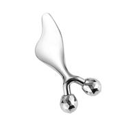 WRITWAA Carte de grattage des dauphins à double balle cannage rouleau masseurs de visage outils de massage rouleau facial masseurs faciaux Acier inoxydable Silver