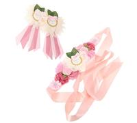 WRITWAA Ceinture de Maternité Fleurie Ajustable pour Grossesse - Bandeau Décoratif 3 Pièces Fleurs Artificielles - Accessoire Photo et Cérémonie pour Robe de Maternité et Mariage