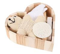 WRITWAA Coffret Bain Cœur Accessoires de Bain Corps et Brosse Visage Matériau Synthétique Ensemble 6 Pièces pour Maison et Hôtel