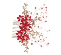 WRITWAA Coiffe de mariée perle casque de mariée accessoires de cheveux de mariée peignes à cheveux pour femmes accessoires hair charms hair toppers peigne à la main peigne à cheveux rouge