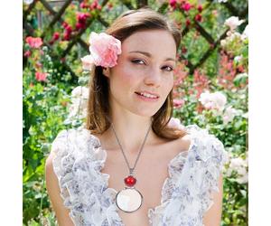 WRITWAA Collier Loupe Suspendue 5X Rouge Léger Chaîne Monocle Portable pour Hommes Pendentif Loupe de Lecture Pratique pour Documents Cosplays et Usage Quotidien