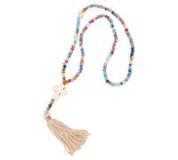 WRITWAA Collier Pendentif Bohème en Cristal Coloré Pompon Chaîne Délicate pour Pull Femme Bijou Polyvalent Automne-Hiver Accessoire Élégant et Charmant pour Toutes Occasions