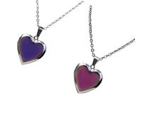 WRITWAA Collier Plusieurs styles Cœur Changeant de Couleur 2pcs Pendentif en Acier Inoxydable Détection de Température, Élégant et Couleur Aléatoire Plusieurs styles