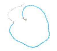 WRITWAA Collier Ras de Cou Femme Élégant en Perles de Rocaille Colorées Bleu, Chaîne en Métal, Bijou Créatif pour Vacances et Fêtes la Plage