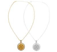 WRITWAA Collier Soi-même en Métal Pendentif Rond Lisse et Diamant, Chaîne Ajustable, Résistant la Rouille, Lot de 2 Pièces pour Artisanat par Sublimation Plusieurs styles