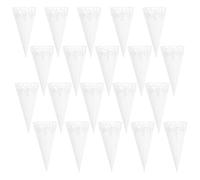 WRITWAA Cônes en Papier Creux pour Confettis et Pétales, Lot de 20 Cornets Blancs Solides Adaptés aux Décorations de Mariage, Fêtes et Showers, Support pour Bonbons et Fleurs