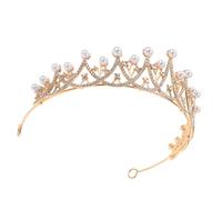 WRITWAA Couronne Baroque Strass et Cristal avec Perles Faux Glamour pour Mariage Princesse Élégante Accessoire de Tête Vintage pour Femmes et Cérémonies