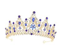 WRITWAA Couronne de cristal en strass bandeau diadème de mariée Royal filles quinceanera Tiare décoration coiffe de couronne de mariage coiffe de couronne de femme Alliage de zinc Bleu