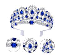 WRITWAA Couronne de Mariage en Cristal Bleu Peigne Intégré Diadème de Mariée Élégant pour Coiffure Accessoire Cheveux Femme pour Fiançailles et Fêtes Bijoux Coiffure Strass Léger et