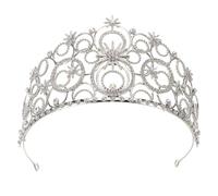 WRITWAA Couronne De Mariée Avec Bulles Argent Diadème Pour Coiffure De Bal Couronne De Princesse Décorée De Strass Accessoire De Cheveux Pour Concours De Beauté