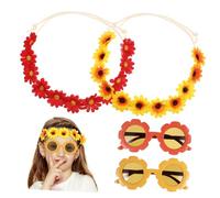WRITWAA Couronne De Tournesol Bandeau Floral Pour Plage Coiffe De Fleurs Couronne De Cheveux Avec Lunettes De Soleil