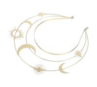 WRITWAA Couronne Étoile Lune Femme Dorée 3 Niveaux Fait Main Diadème Déesses Grecques Accessoire Cheveux pour Anniversaire Fête Costume Médiéval