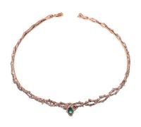 WRITWAA Couronne Médiévale Ajustable à Épines en Cuivre Rouge Ancien avec Pierres Vertes Tiare Vintage Gothique pour Mariage Cosplay et Fêtes à Thème Historique