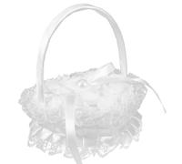 WRITWAA Coussin D'alliances en Satin et Dentelle Blanc de Cœur, Portable et Élégant, pour Cérémonie de Mariage et Protection des Bagues
