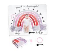WRITWAA Couverture pour Bébé avec Cadre et Marqueur Couverture Mensuelle 120X100 CM en Flanelle Douce Ensemble 3 Pièces pour Séance Photo -Né et Présent Naissance