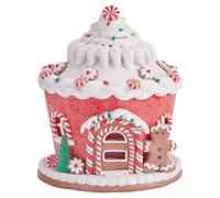 WRITWAA Décoration de Noël Rustique : château de Noël Festif en résine avec lumière LED pour décoration de Table de, Centre de Table