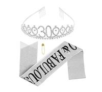 WRITWAA Diadème Anniversaire Avec Ceinture Couronne De Fête -tête Accessoire Pour Fête Anniversaire