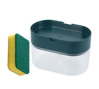 WRITWAA Distributeur de savon liquide mural en plastique avec brosse et tampon pour évier de cuisine capacité optimale sans goutte