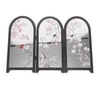 WRITWAA Écran Décoratif Pliable de Bureau Style Chinois Élégant à 3 Panneaux Panneau Miroir Réfléchissant en PVC pour Chambre Universitaire et Espace de Travail