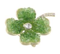 WRITWAA Épingle de Demoiselle D'honneur Trèfle Vert en Cristal et Cuivre, Accessoire Décoratif Léger Fermeture Sécurisée pour Événements Décontractés et Tenues Saint Patrick
