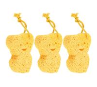 WRITWAA Éponge de Bain Naturelle en Cellulose 3pcs Jaune pour Bain avec Forte Absorption D'eau et Formation de Mousse Abondante Adaptée Bébés et Adultes Plusieurs styles