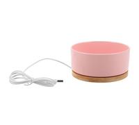 WRITWAA Gamelle chauffante électrique USB pour Chiens et Oiseaux avec Bol en céramique et Base Bois, conçue pour Usage intérieur et Hiver