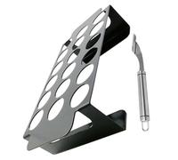 WRITWAA Grille de Barbecue en Acier Inoxydable Noir 18 Trous Antiadhésive avec Éplucheur de Piment, Accessoires de Barbecue Polyvalents pour Cuisses et Ailes de Poulet, pour Camping