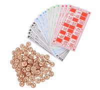 WRITWAA Jeu de Loto Garçon Fille Bingo Échecs en Bois Rouge pour Soirées | Jeu Amusant, Jeu D'échecs, Cartes Papier et Pièces, Activité Portable