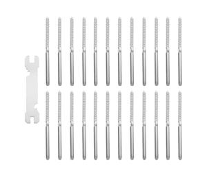 WRITWAA Kit 25 Pcs Vis à Bois à Sertir en Acier Inoxydable, Vis pour Rambarde de Terrasse, Système de Garde-corps à Câbles, sans Tendeur, Clé, Accessoires pour Kit Garde-corps Câble