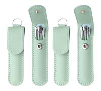 WRITWAA Kit de 4 -oreilles, outil de nettoyage des oreilles en acier inoxydable, réutilisable et portable, avec étui de rangement.