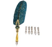 WRITWAA Kit de 6 Pièces Stylo Plume Vintage Vert Foncé pour Calligraphie et Écriture, Plume de Calligraphie Portable, Ensemble de Stylos-plumage pour Fournitures Scolaires et