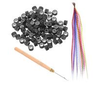 WRITWAA Kit Extensions Cheveux Colorés Plume Synthétiques Couleurs Avec Micro-perles Et Crochet Bois Résistantes Chaleur Pour Tresses Et Coiffures Cosplay Femmes Et Filles