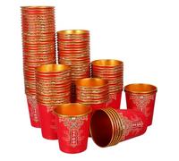 WRITWAA Lot de 100 gobelets à café en papier pour mariage chinois - Gobelets à thé épais en papier pour boissons chaudes et froides - Décoration de fête de mariage chinoise