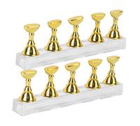 WRITWAA Lot De 2 Accessoires Pour Nail Art Faux Ongles Présentoir Pour Faux Ongles Base Magnétique Avec Barre Dorée