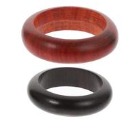 WRITWAA Lot de 2 Bagues en Bois d’Ébène et Sanguinaires Bague Décorative Vintage Unisexe Anneaux Assortis en Bois Naturel pour Femme et Homme Accessoires de Mode Créatifs et Pratiques