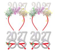 WRITWAA Lot de 2 bandeaux pour le Nouvel An, bandeau à paillettes et sequins 2027 avec lunettes de soleil assorties pour femmes et filles, accessoire idéal pour une fête de fin d'année ou une