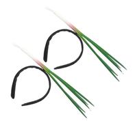 WRITWAA Lot de 2 Bandeaux Serrage-tête Réalistes de Poireau Vert en Plastique, Accessoires Décoratifs et Créatifs pour Carnaval et Fêtes Festives