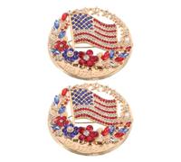 WRITWAA Lot de 2 broches drapeau américain pour la fête nationale américaine : épinglette du 4 juillet - Bijou patriotique en strass pour la Journée du Souvenir, le défilé des anciens et les