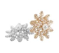 WRITWAA Lot de 2 Broches Flocon de Neige Perlées en Strass et Perles de Culture, Épingles Décoratives pour Femmes, Accessoire D’hiver Festif, pour Chemise, Châle et Présent Noël