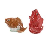 WRITWAA Lot de 2 Buses de Fontaine en Forme de Carpe : Statue de Carpe koï en céramique de 11 cm, buse d'arrosage ornementale pour Bassin de Jardin, Accessoire de décoration de Jardin Japonais