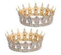 WRITWAA Lot de 2 Couronnes de Mariée Rondes Dorées Strass Ab Diadème de Coiffure Élégant pour Cérémonie Enterrement de Vie de Jeune Fille et Séance Photo Accessoire Cheveux Mariage