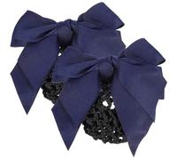 WRITWAA Lot de 2 Filets à Chignon Bleus Nœud, Pince à Cheveux Résistante en Maille, Accessoire Coiffure Professionnel pour Infirmières, Hôtesses et Personnel Actif, Pratique et Solide