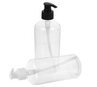 WRITWAA Lot de 2 Flacons-Pompes Transparents 500 ML Distributeurs Rechargeables pour Lotion et Shampoing Plastique Solide Flacons Ronds Pompe Blanche et Noire Usage Quotidien Salle de