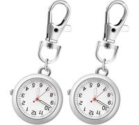 WRITWAA Lot de 2 Montres de Poche à Clip Argentées avec Mouvement Quartz Lumineux Montres à Clip pour Infirmières et Médecins Accessoires Pratiques pour Usage Professionnel et Quotidien