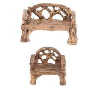 WRITWAA Lot de 2 Ornements Miniatures en Résine Banc et Chaise Individuelle Décoration pour Petits Jardins et Micro-Paysages Accessoires pour Balcon et Terrarium Objets Décoratifs