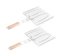 WRITWAA Lot de 2 Paniers à Griller en Acier Maille Fine Pinces à Griller pour Poisson et Légumes Accessoires Barbecue Légers et Portables pour Camping et Sorties en Plein Air